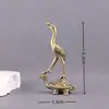 Figura Creativa de Tortuga y Grulla de Latón Completo, Grulla Atrae Riqueza, Grulla de Longevidad, Decoración del Hogar, Mascota de Té para Escritorio de Oficina, Pequeño Adorno para la Buena Fortuna