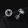 Pendientes de Tachuela de Moissanita Negra Más Vendidos Transfronterizos, Diseño Redondo Estrellado, Estilo Hip-Hop de Lujo Ligero, Pendientes de Plata de Ley 925 para Hombres y Mujeres