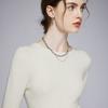 Suéter Delgado de Cachemira sin Costuras para Mujer, Cuello Redondo, Corte Ajustado, Suéter Interior Cálido, Suéter de Punto Ajustado de una Sola Línea para Otoño e Invierno