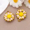 Pingente Flor Colorida Margarida Rosa Girassol Galvanizado com Gotejamento de Óleo em Aço Inoxidável Acessórios para Joias DIY