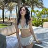 Traje de Banho Estilo Celebridade da Internet Feminino Verão Novo Biquíni Cortado Sexy Push-Up para Seios Pequenos Roupa de Banho para Ilha Surfe Roupa de Banho para Menina