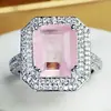 TikTok Venta Caliente Nuevo Anillo de Paraíba Simulado Color Tesoro Cuadrado Princesa Color Caramelo Anillo Tesoro Personalizado Vintage