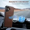 Adecuado para iPhone 18 Pro Funda de Teléfono Magnética de Carga Inalámbrica Magsafe 16 Plus Funda Protectora de Cuero con Patrón Cruzado