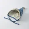 Chapéu de bebê coreano Yipan estilo novo ins retrô jeans bebê pompom elfo de bebê chapéu de tricô