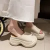 Sandalias y pantuflas de plataforma para aumentar la altura, de verano para mujer, para exteriores, nuevas 2025, casuales, combinan con todo, para personas bajas, cómodas, pantuflas