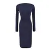 Vestido Negro Delgado de Manga Larga Asimétrico para Mujer Otoño 2026 Cintura Ceñida Falda que se Ajusta a la Cadera Elegante Base Dividida Vestido Largo