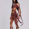 Nuevo producto de verano para mujer estilo europeo y americano transfronterizo: color sólido, escote asimétrico, corte sexy en la cintura, tie-dye de moda, vestido ajustado bodycon
