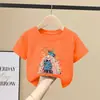 Camiseta de Manga Curta para Meninas Verão 2026 Nova Estilosa Moda Verão para Crianças, Camiseta Base de Algodão Puro Top para Crianças Mais Velhas