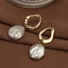 Brincos femininos barrocos de pérola de água doce simples estilo coreano, best-seller transfronteiriço, brincos elegantes e clássicos