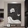 Pintura decorativa grande, lujosa y sofisticada para la sala de estar, con figuras, adecuada para la pared del fondo del sofá, arte de pared abstracto para la entrada