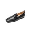 Mocasines Gigantes Suaves de Piel de Cabra Nuevo Estilo Primavera 2024 Cómodos Tacón Bajo Punta Cuadrada Completamente de Cuero Genuino por Dentro y por Fuera Boca Profunda Zapatos de Suela Blanda para Mujer