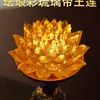 Lâmpada de Lótus de Vidro Real Estilo Antigo Puramente Feita à Mão, Mini Decoração Recarregável para Casa, Pequena Lâmpada de Oferenda Buda para Altar, Grátis