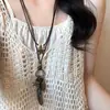 Novo Chinês Zen Colar de Penas Longas Estilo Étnico Retrô Feminino Sobreposição Cadeia de Lã Novos Acessórios Boêmios