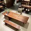Novo Estilo Chinês Noz Preta Norte-Americana Madeira Maciça Mesa de Chá Banco Longo Gabinete de Chá Combinação Armazenamento de Espaço de Chá Mesa de Cerimônia do Chá