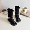 Sandalias de Verano 2026 de Moda Caliente para Niña, Punta Redonda, Tira de Hebilla para Dedo del Pie, Exteriores, Media Pantorrilla, Zapatos Romanos para Niña, Modernos