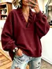 Amazon Europa Transfronteiriço 2026 Outono/Inverno Novo Estilo Confortável Cor Sólida Gola Franzida Manga Longa Casual Solto Moletom Feminino