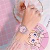 Relógio de Texto de Personalidade de Coração de Nova Garota Rosa Simples Transparente Fresco Bonito Desenho Animado Eletrônico Relógio Spot