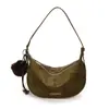 Bolsa de camurça para mulheres, nova coleção de outono 2026, estilo retrô de alta qualidade, adequada para o dia a dia, bolsa de ombro ou bolsa transversal, design em forma de meia-lua