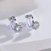 Pendientes Coreanos AAA con Circonita Micropavimentada sin Perforación para Mujer, Geométricos Simples de Moda, Lujo Accesible, Pendientes para Banquete de Boda, Ropa de Trabajo