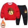 Traje de niño, otoño e invierno, para niños, deportes masculinos, ocio, suéter grueso con forro polar, ropa de invierno de dos piezas, moda infantil