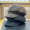 Gorra de Boina de Lana Gruesa Estilo Coreano de Moda para Otoño e Invierno, Boina Literaria Retro para Hombres y Mujeres con Ala Ancha que Hace que el Rostro Parezca Más Pequeño