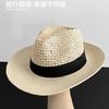 Sombrero de Paja Hueco Transpirable para Mujer en Verano Retro Ala Ancha Mostrando la Cara Pequeño Vacaciones en la Costa Protección Solar Parasol de Playa Sombrero de Vaquero
