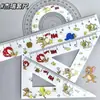 Set de Reglas de Tom y Jerry: Regla Recta, Escuadra, Transportador, Cuadrícula de Escala, Mini Portátil