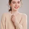 Outono/Inverno 2026 Novo Tricô de Caxemira Suéter Feminino Gola Redonda Trançado Solto Versátil Básico Suéter de Caxemira Estilo Casual