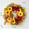 Guirlanda de Outono, Guirlanda de Girassóis de Verão, Pendente de Porta de Girassol, Decoração de Porta com Flores de Seda, Decoração de Parede, Decoração Pendente de Flores Artificiais, Transfronteiriço