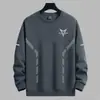 Camiseta de manga larga para hombre para otoño e invierno, marca de moda, corte holgado, engrosada, camiseta básica casual, sudadera con cuello redondo estampada para estudiantes jóvenes