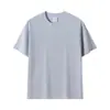 Primavera y verano Nuevo 230g hombro algodón puro color liso manga corta camiseta hombres y mujeres moda cuello redondo base lisa camiseta venta al por mayor