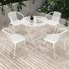 Mesas y Sillas de Exterior para Patio y Balcón, Muebles de Ocio Blancos para Exterior, Mesa de Café Plegable Impermeable y Resistente al Sol para Comer al Aire Libre