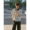 Conjunto de dos piezas de polo de verano para hombre, estilo americano, hombro normal, cuello camisero, manga corta casual holgada, elegante de media manga para pareja