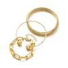Pulsera Metálica Hilo Hueso de Serpiente Diseño de Moda Transfronterizo Europeo y Americano Estilo Clip de Papel Pulsera Ajustable Juego de Tres Piezas para Mujer