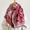 Cachecol Imitação de Caxemira com Desenho de Animais da Selva Vintage para Mulheres, Xale Grande Quente Jacquard de Outono para Roupa Externa