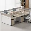 Estación de trabajo con mampara de pantalla, escritorio y silla para personal de oficina, combinación simple moderna, cabina de esquina para cuatro 4-6 personas
