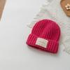 Gorro de punto para niños, estilo coreano, con etiqueta de letras sencilla, para exteriores, resistente al viento, cálido, de lana para niños y niñas