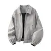 Chaqueta Retro Suelta con Cuello Alto para Hombre, Abrigo Casual Versátil, Nueva Tendencia Americana Primavera y Otoño