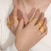 Anillo de línea de estilo simple con personalidad de moda de joyería de acero de titanio transfronterizo de estilo británico, serie de anillos de retención de color oro de 18 quilates