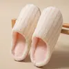 Pantuflas de Algodón Rayadas Japonesas para Hombre Otoño/Invierno Felpa Antideslizantes Hogar Interior Cálidas Silenciosas Piso Pantuflas de Algodón Otoño/Invierno