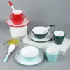 Melamina Comercial Imitación Porcelana Tazón Pequeño Restaurante Hot Pot Montaje de Mesa Juego de Cuatro Piezas Tazón de Plástico Vajilla de Hotel Juego de Tazón y Plato Dos Colores