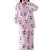 Pijama de Primavera y Otoño para Mujer, Cárdigan de Algodón Nube, Pantalones de Manga Larga, Conjunto Casual para Casa, Estilo Dulce de Fábrica de Gatos para Estudiantes