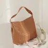 Bolso de Cuero Genuino para Mujer de Venta Caliente Transfronteriza, Bolso Tote Tejido Simple y de Moda, Bolso de Mano y Bolso de Hombro de Gran Capacidad para Mujeres, Hecho de Piel de Vaca