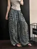 Calça Casual Elegante Colorida Listrada para Mulheres, Nova Calça de Pierna Larga Solta de Estilo Étnico para Férias de Verão