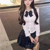 Nuevo Traje de Uniforme JK Otoño e Invierno Ropa Exterior Blanca Pura Camisa Ajustada Versátil Estilo Occidental Estilo Académico Top de Manga Larga
