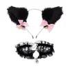 Diadema con orejas de gato y cascabeles, collar de encaje con cascabel grande, traje, traje de sonajero para exposición, traje de Gata