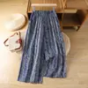Pantalones Anchos de Algodón y Lino con Estampado Artístico de Verano 2026 Pantalones Casuales Rectos de Cintura Alta para Mujer Talla Extra Pantalones de Nueve Puntos