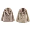 Comercio Exterior Transfronterizo Ropa de Mujer Otoño e Invierno 2025 Estilo Europeo y Americano Solapa Manga Larga Doble Botonadura Chaqueta Reversible para Mujer F612090
