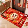 2027 Año de la Oveja Año Nuevo Festival de Primavera Felpudo Regalo Felpudo Rojo para Puerta de Entrada Alfombra Roja de Terciopelo de Cristal Felpudo para el Suelo del Pasillo de la Entrada