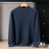 Cashmere com toque de bebê ~ Suéter de cashmere 100% puro, espessado de dupla camada, para homens, gola alta discreta, pulôver casual de negócios